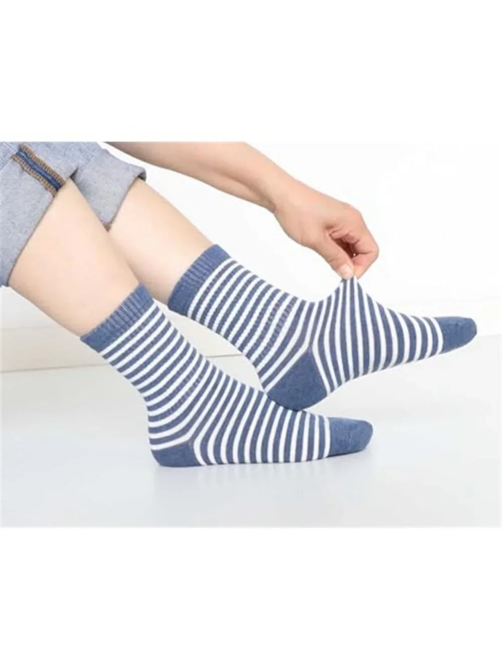 5 Pairs Retro Striped Crew Socks Cute Casual Quarter Socks for Women Girls